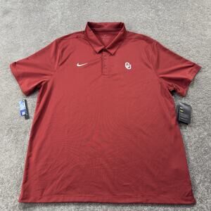 NWT Nike Dri-FIT Oklahoma Sooners Polo Shirt Mens 2XL Crimson OU Performance Top
